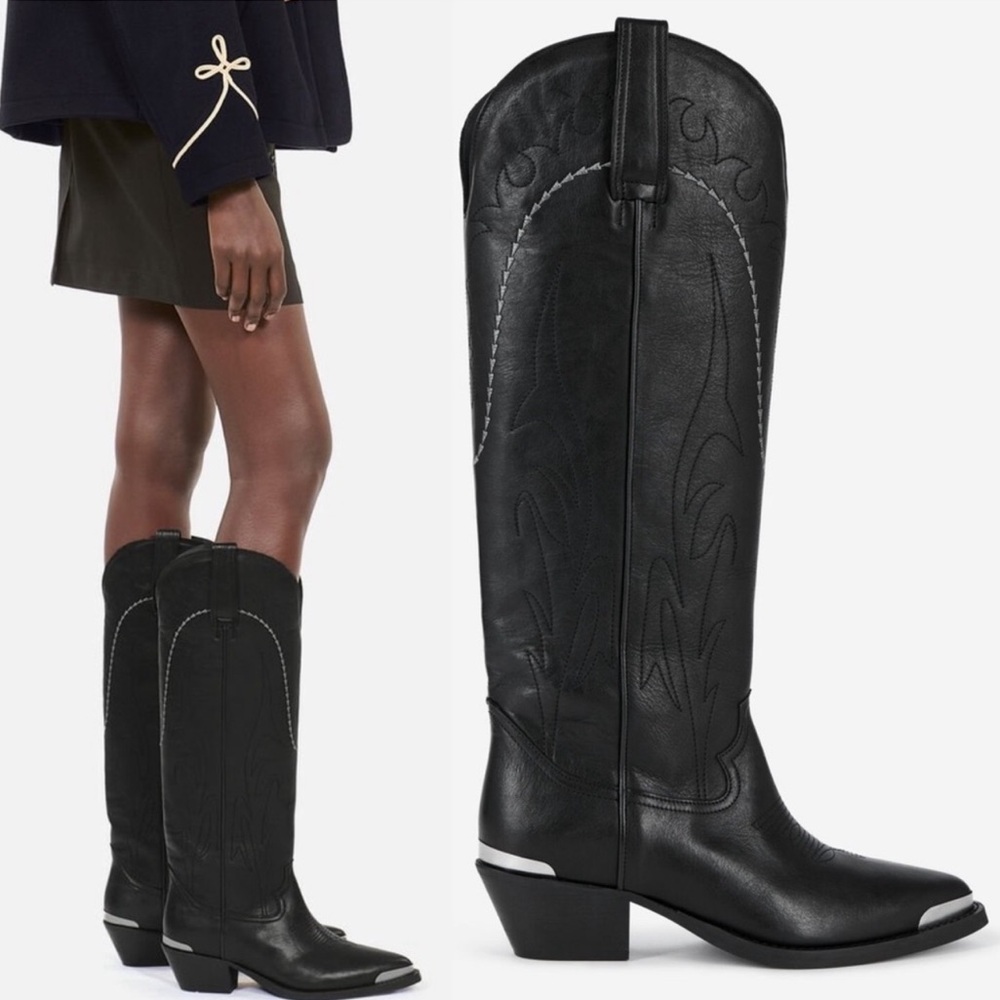 New in Box.  The Kooples Santiag western leather boot.  Size French 38 / US 7